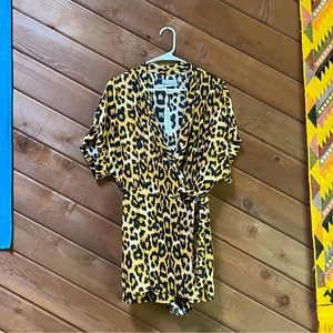 NWT Urban Outfitters Zoe Leopard Side Tie Romper